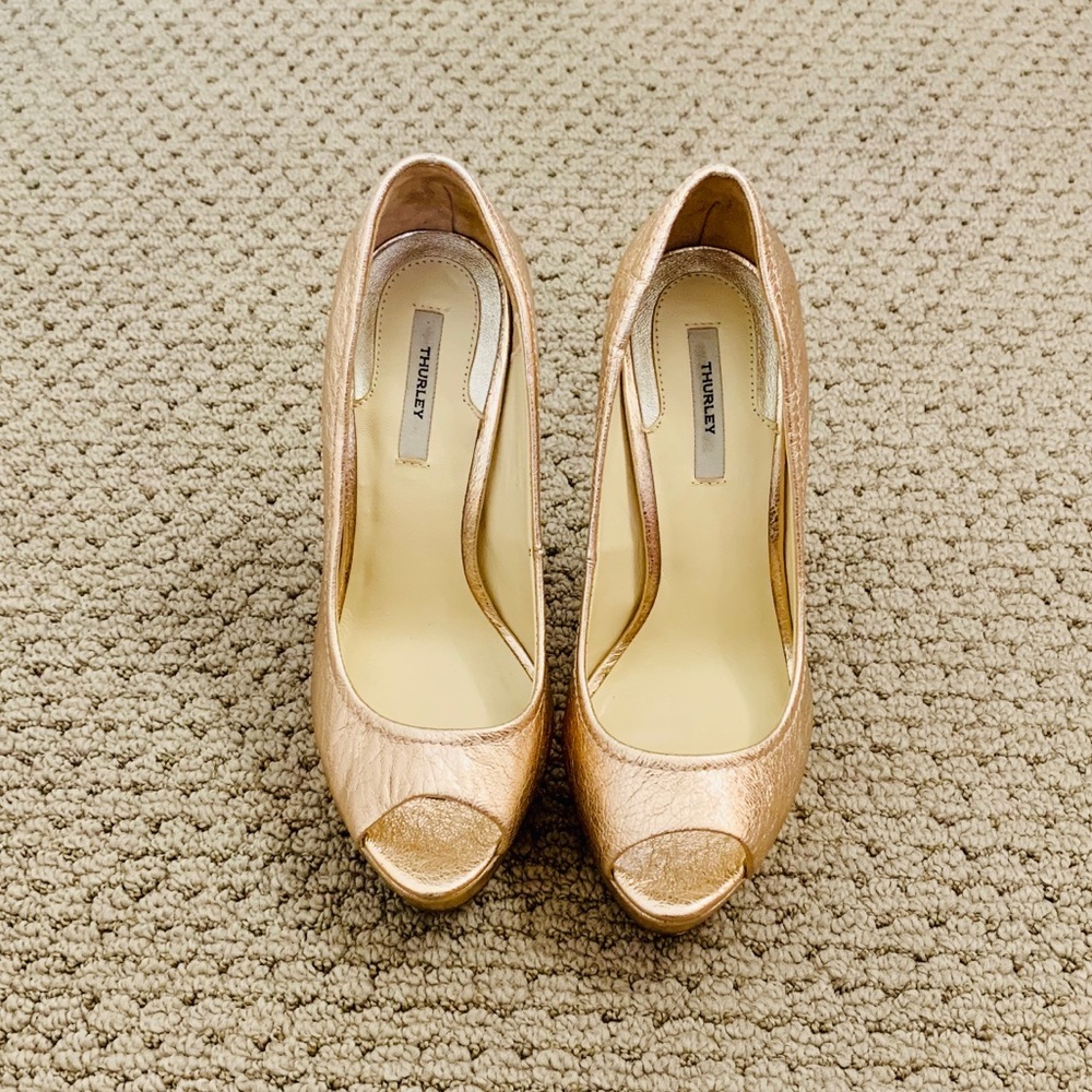 Thurley Shiny Open Toe Platform Heels Size 36
